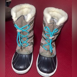 New girls suede leather warm winter snow boots